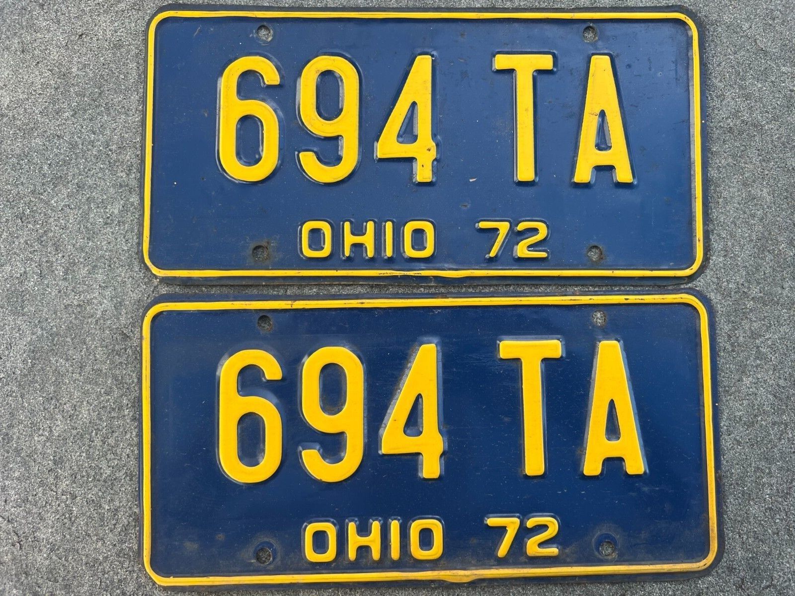 Vintage 1972 - OHIO - License Plate - *PAIR* - 694 TA