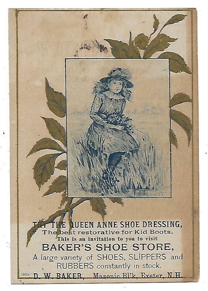 Baker's Shoe Store Victorian Trade Card -exter, N. H.