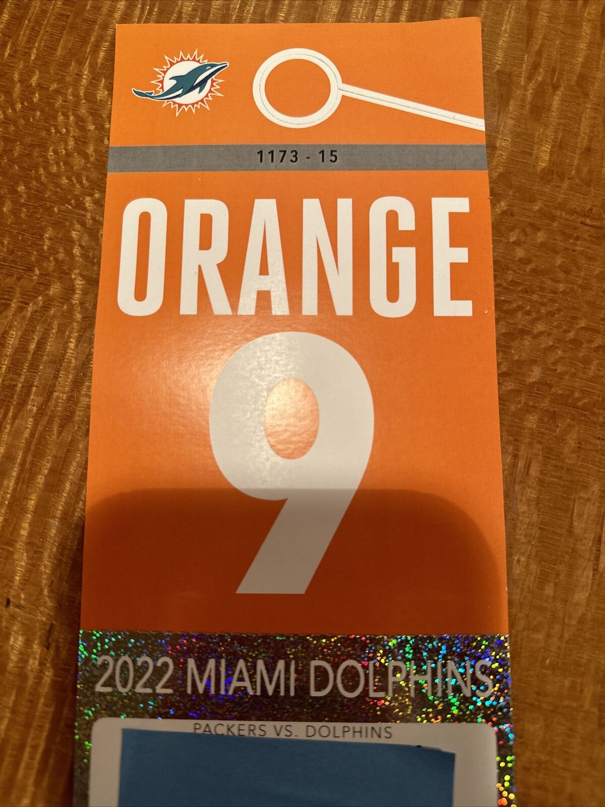 miami dolphins V Greenbay packers 12/25/22 ORANGE parking pass.Read Description!