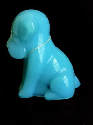 Degenhart 3” Glass Pooch Dog Figurine D Heart Milk Blue