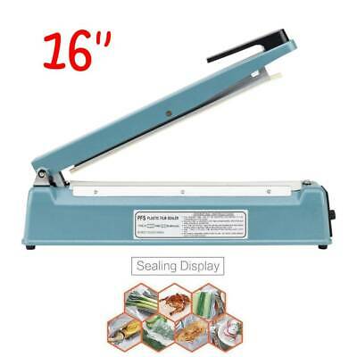 16" 600w Impulse Heat Poly Bag Sealer Plastic Closer Machine Teflon Sealing 40cm