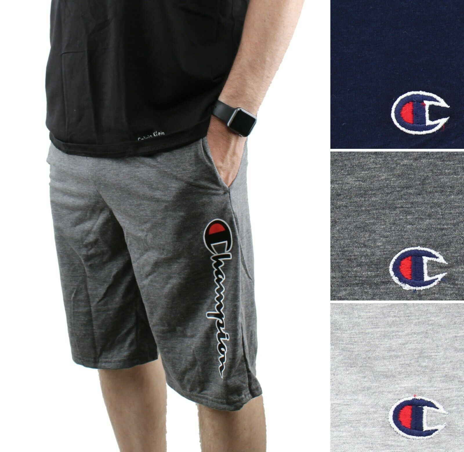 Champion Men's Jersey Shorts Lightweight Elastic Waist Drawcord & Pockets Chb357
