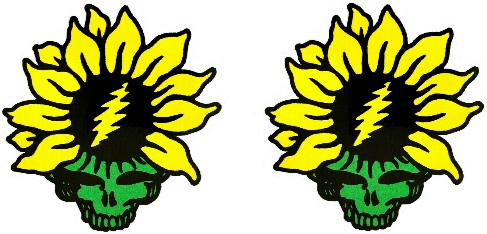 The Grateful Dead Sunflower Steal Your Face Set of 2 Stickers Decals Stealie SYF