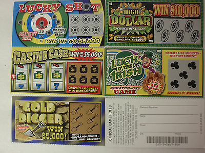 5 Phony Fake Scratch Off All Winning Lottery Tickets Gag Gift Joke Prank Winner