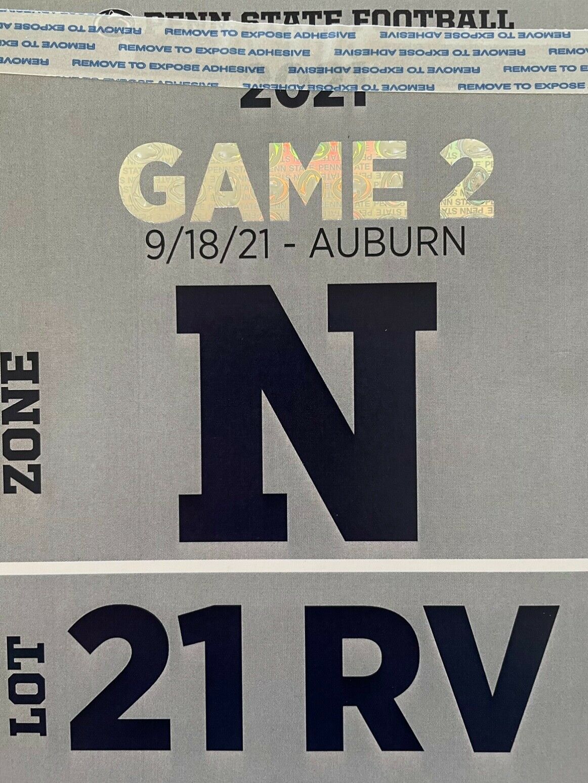 Penn State vs Auburn 9/18 RV Parking Pass Preferred RV Lot 21