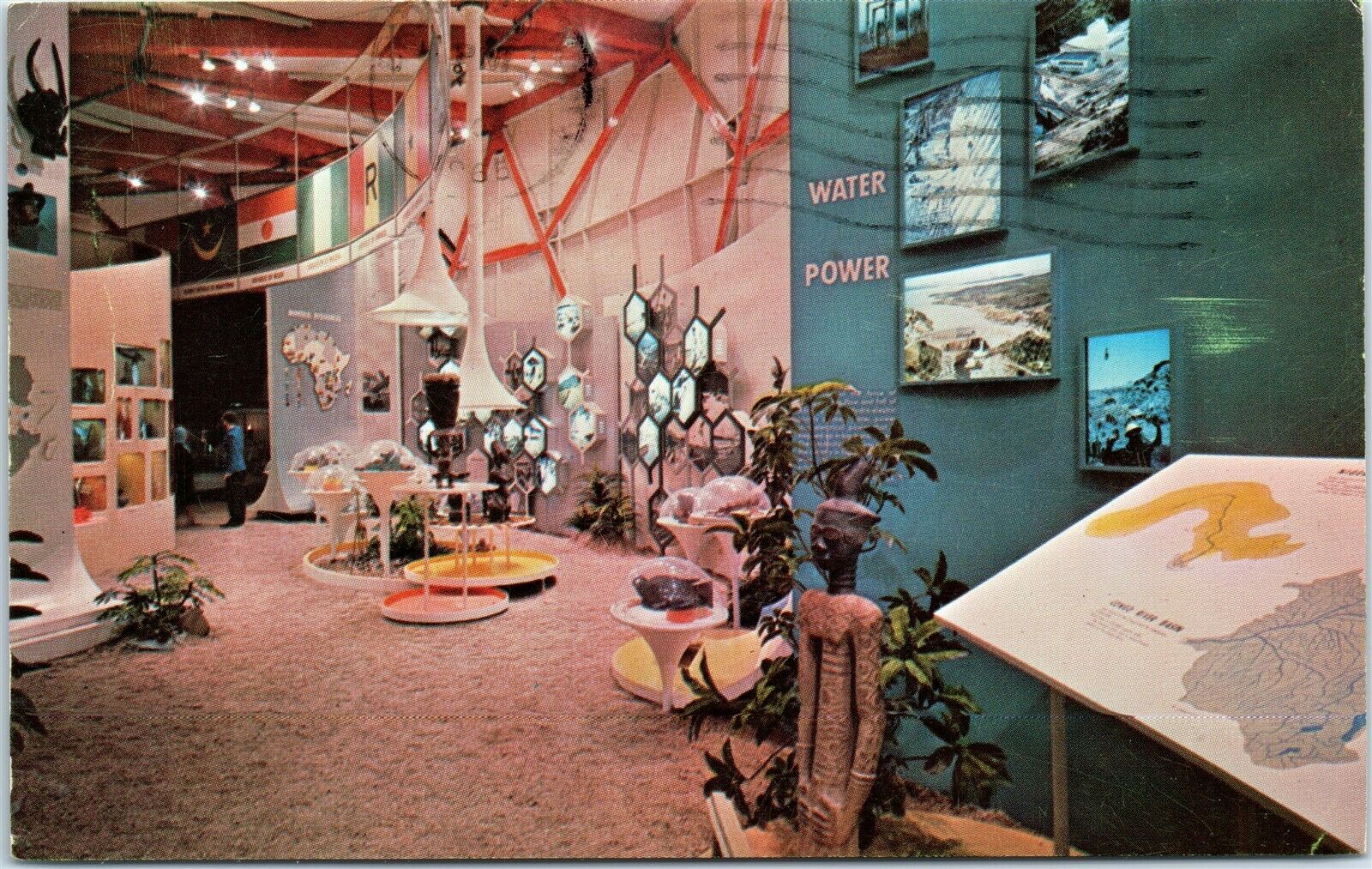 Postcard Ny 1965 New York World’s Fair Africa Pavilion Interior View C1965