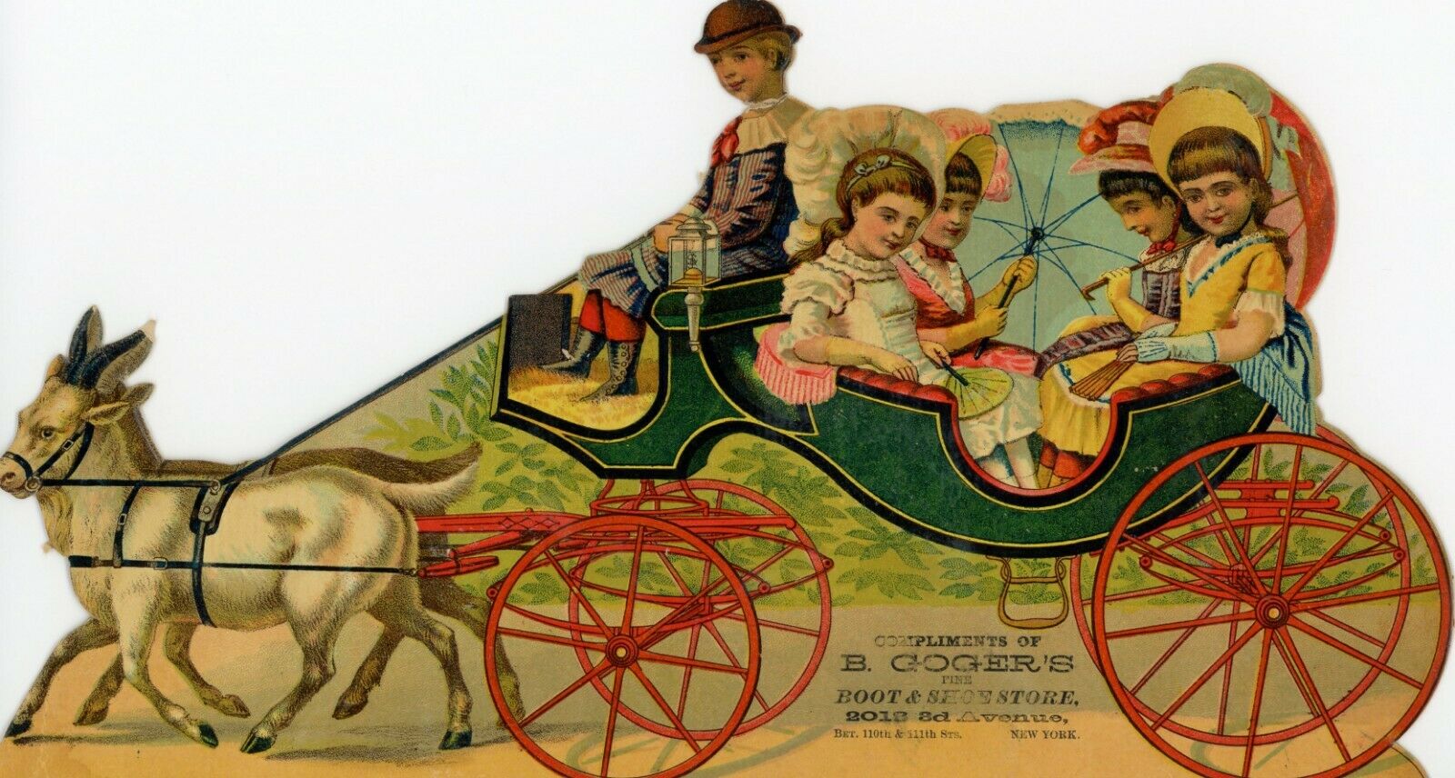 Vintage Die Cut Victorian Trade Card Boot & Shoes Carriage 2012 3rd Ave New York