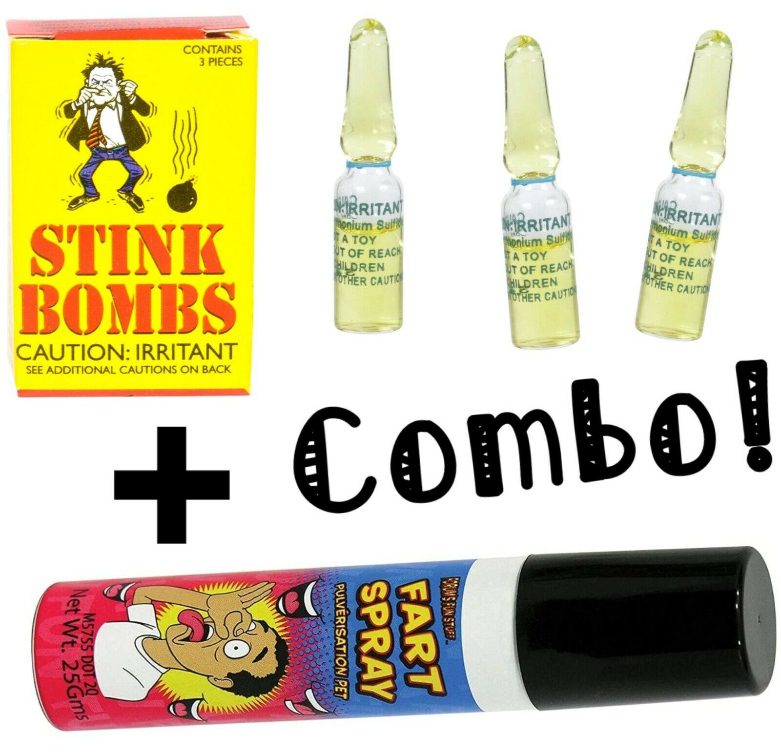 (3) Liquid Stink Bombs ~ Butt Crack Ass Smell + (1) Fart Spray ~combo Set~