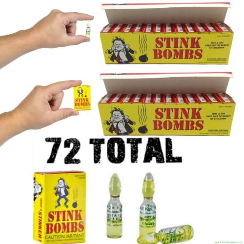 (72) STINK BOMBS Glass Vials - Fart Bomb Gag Prank Pooter Rotten Eggs