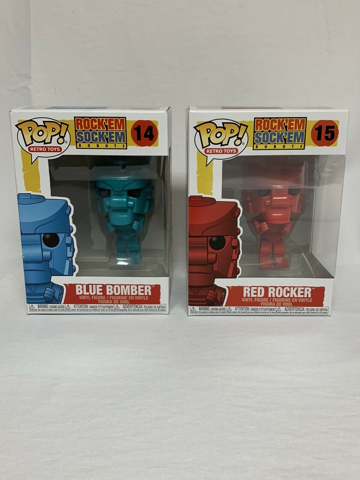 Funko Rockem Sockem Robots Pair 14 Blue Bomber 15 Red Rocker