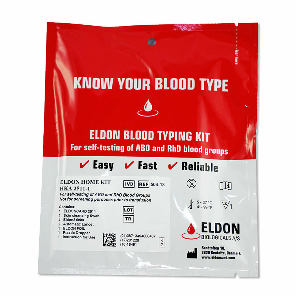 Eldoncard Blood Type Testing Kit, Blood Typing Test Kit W/ Instructions (single)