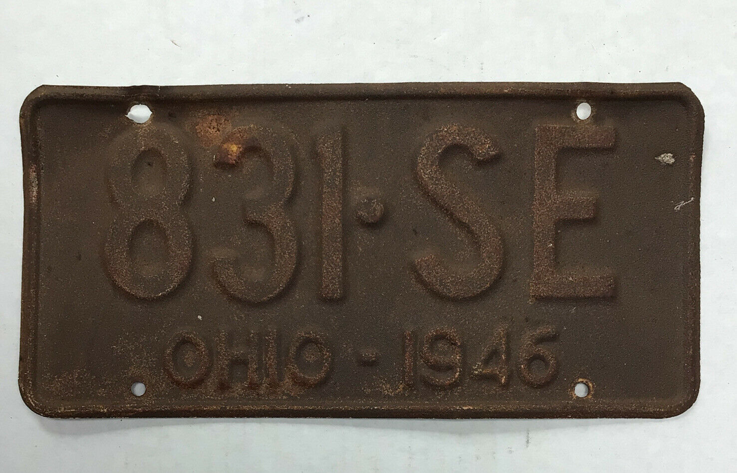 1946 Ohio License Plate 831-se Vintage