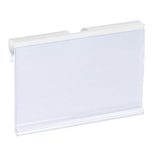 Meccanixity Label Holder 60x40mm Clear White Plastic For Wire Shelf Pack Of 30