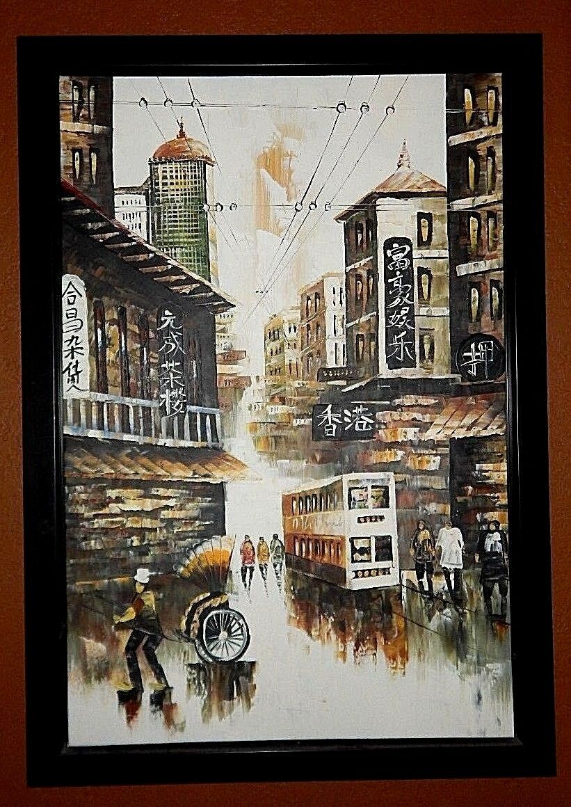 Hong Kong, City Scape, Original Oil Painting. Inspired By H.k. In Early Years.