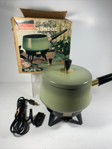 Vintage Chilton Electric Fondue Pot Cooker W/ Temp Control Avocado  Made In Usa
