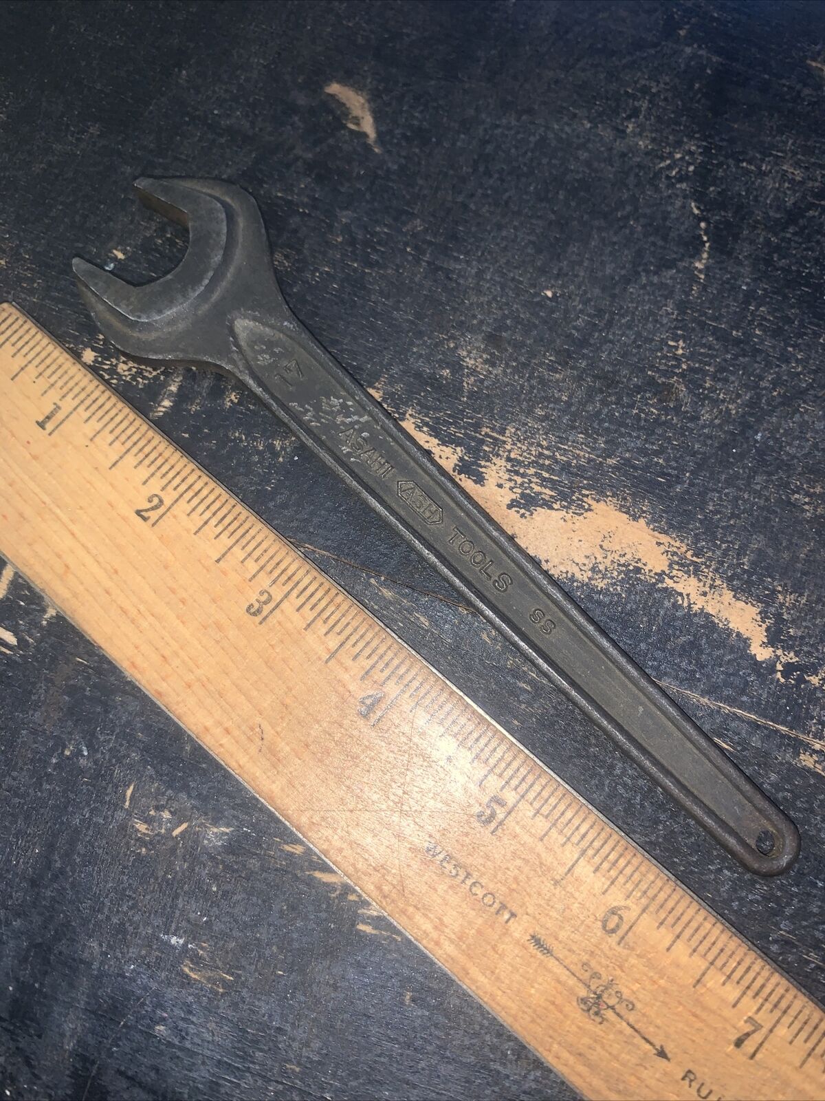 Vintage Asahi Open End Wrench 9-03 Chrome Vanadium 17