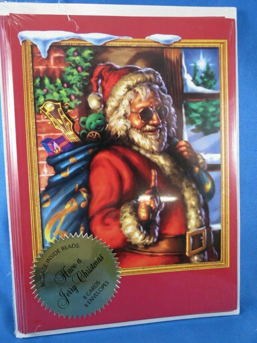 Lot of 8 JERRY GARCIA GRATEFUL DEAD XMAS CARDS j. art 1995 Santa greatful 90s U