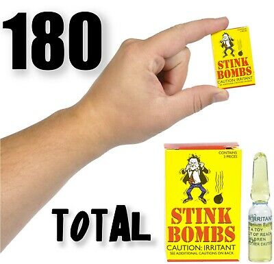 180 STINK BOMBS GLASS VIALS STINKY SMELLY FART GAS BOMB SMELL - WHOLESALE LOT