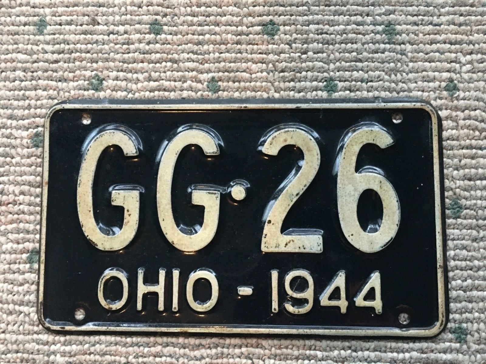 1944 Ohio License Plate Original Paint Shorty War Year Tag Licenses Auto Yom