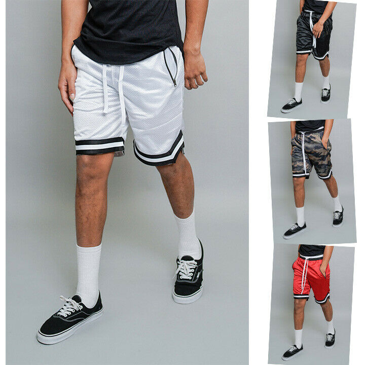Men's Mesh Drawstring Basketball Shorts With Zippered Pockets  S ~ 5xl  Js17-a7b