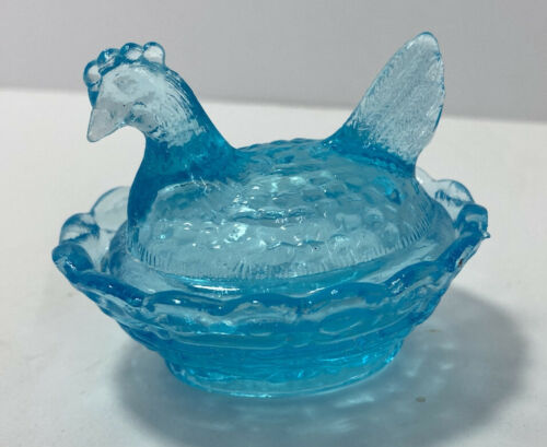 Degenhart Blue Glass 2” Chick Salt Mini Hen On Nest