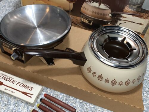 Vintage Oster Electric Fondue Set Almond Pot Model 681 Complete Fondue Set