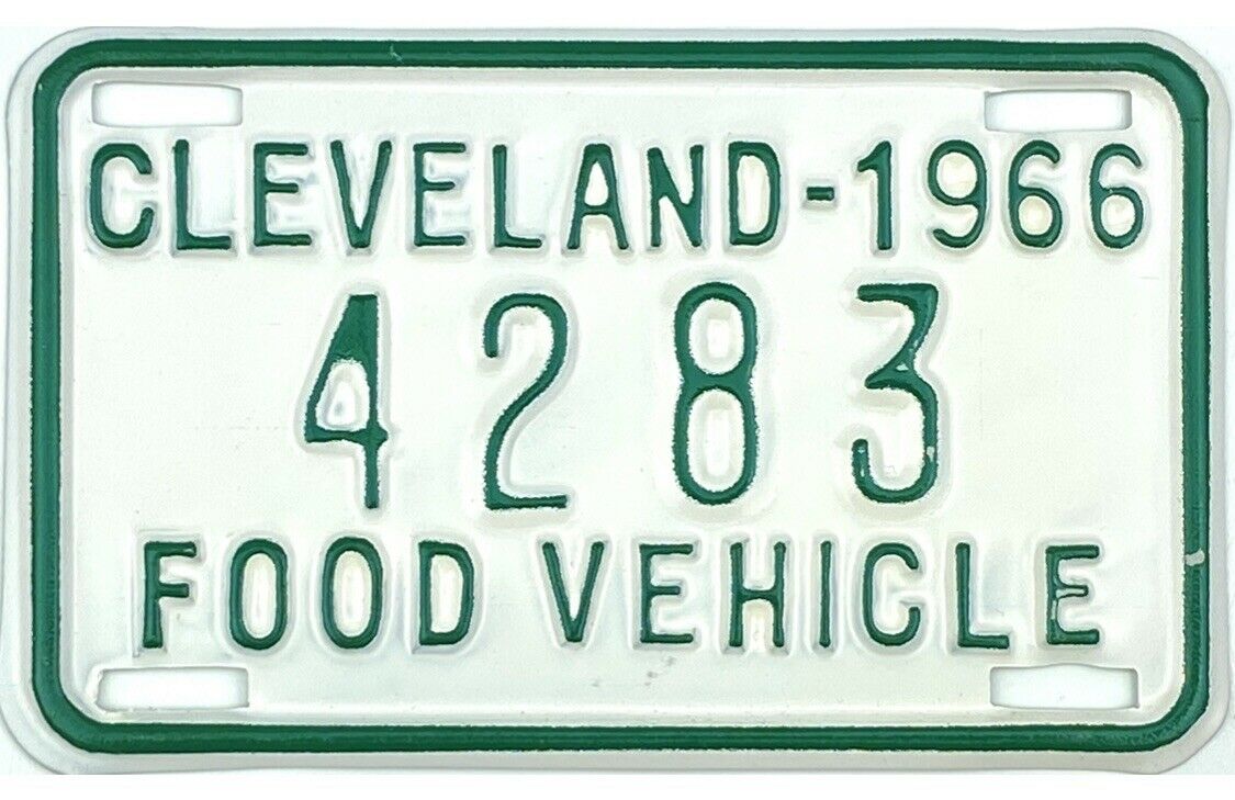 1966 Cleveland Ohio FOOD VEHICLE License Plate #4283 No Reserve
