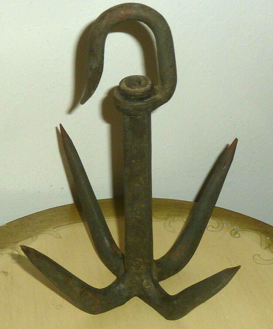 Old Vintage/Antique Cast Iron 4-prong Anchor 9.5X8