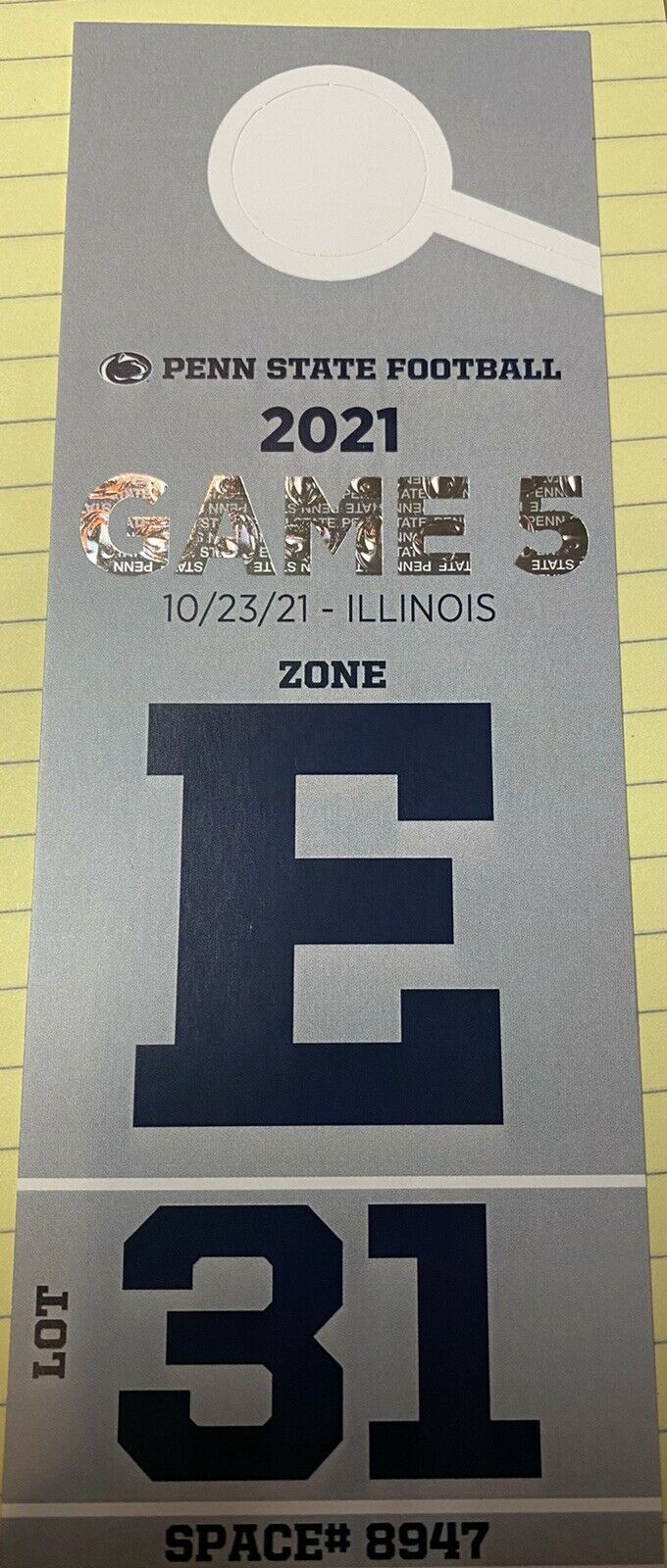 Penn State Vs. Illinois Reserved Lot 31 Parking Pass $145 Homecoming