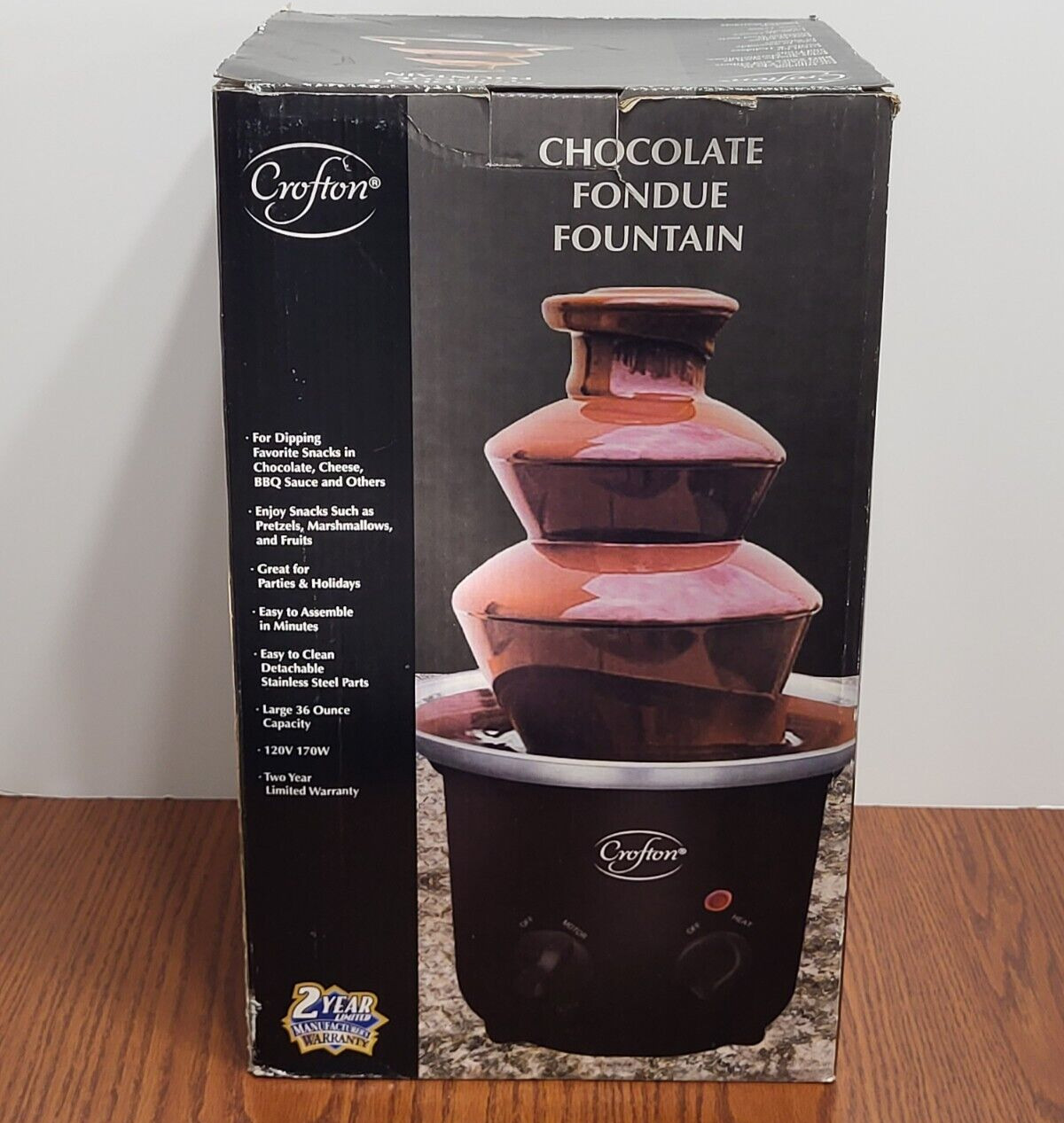 Crofton Chocolate Fondue Fountain 3 Tier Stainless Steel Tower 2-pound Capacity