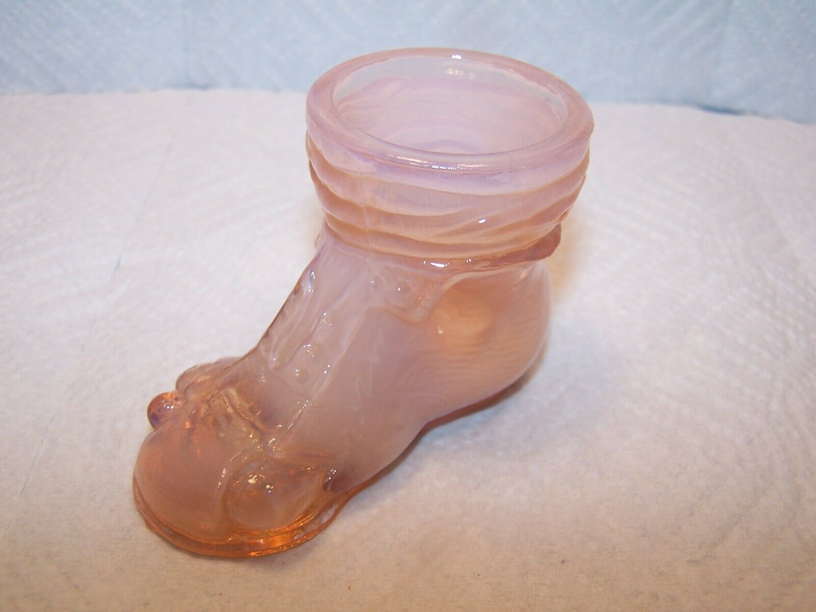 DEGENHART GLASS Hobo Baby Shoe Boot Toothpick Holder PINK CROWN TUSCAN Color